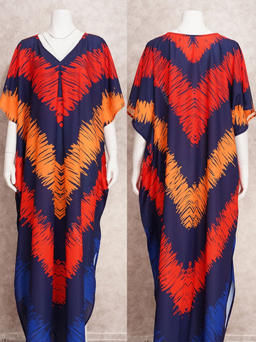 Image of Vintage Boho Print Dress Plus Size Long Kaftan-FrenzyAfricanFashion.com