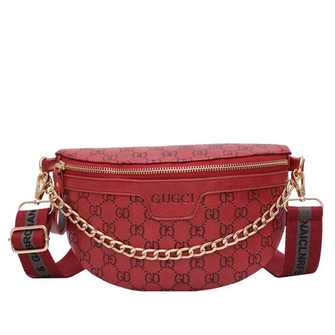 Image of Retro Casual Shoulder Crossbody Women's Bag Large Capacity Korean Fashion Waist Bag Comfortable Wide Shoulder Strap Letter Print-FrenzyAfricanFashion.com