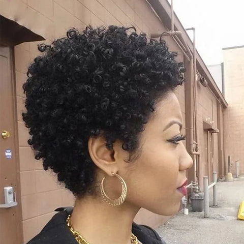 Image of Kinky Curly Wigs Short Wigs Black Women Human Hair-FrenzyAfricanFashion.com