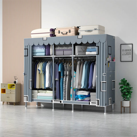 Image of Wardrobe Wardrobe with 23MM Steel Pipe Bedroom Foldable Cloth Wardrobe-FrenzyAfricanFashion.com