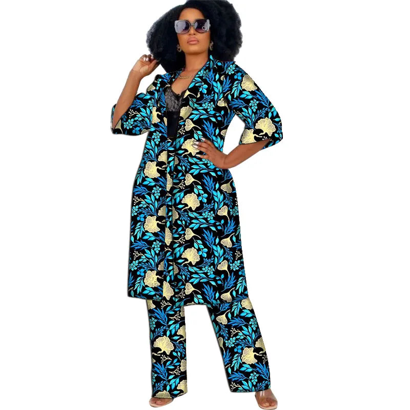 Women Clothing Set Half Sleeve Tops With Straight Pants Ankara Outfits-FrenzyAfricanFashion.com