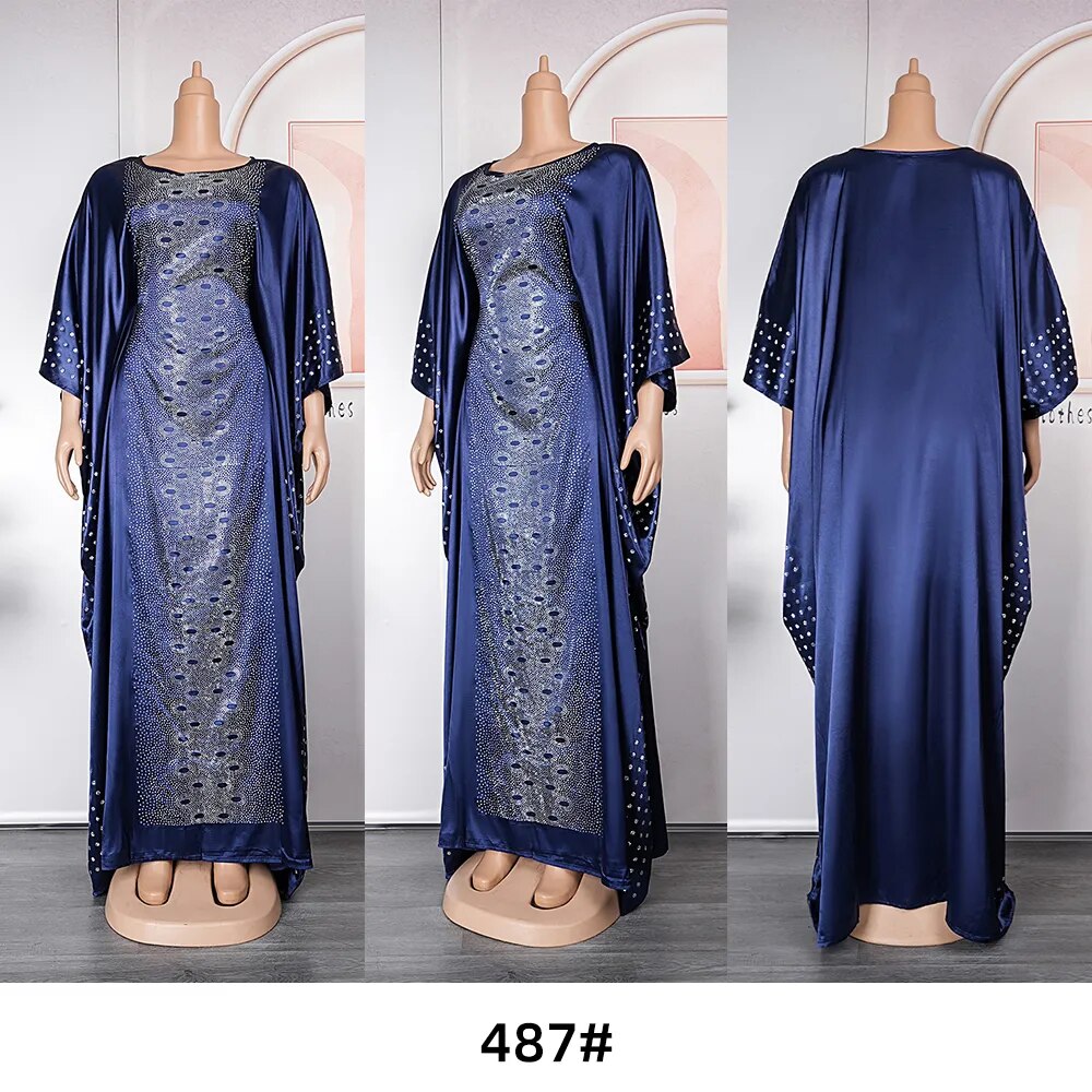 African Dresses Satin Women Kaftan Maxi Abaya-FrenzyAfricanFashion.com