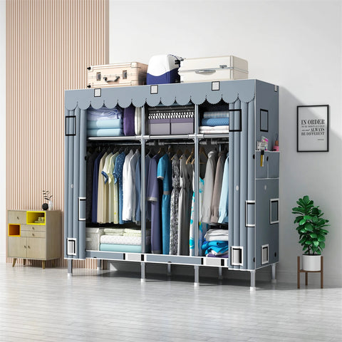 Image of Wardrobe Wardrobe with 23MM Steel Pipe Bedroom Foldable Cloth Wardrobe-FrenzyAfricanFashion.com