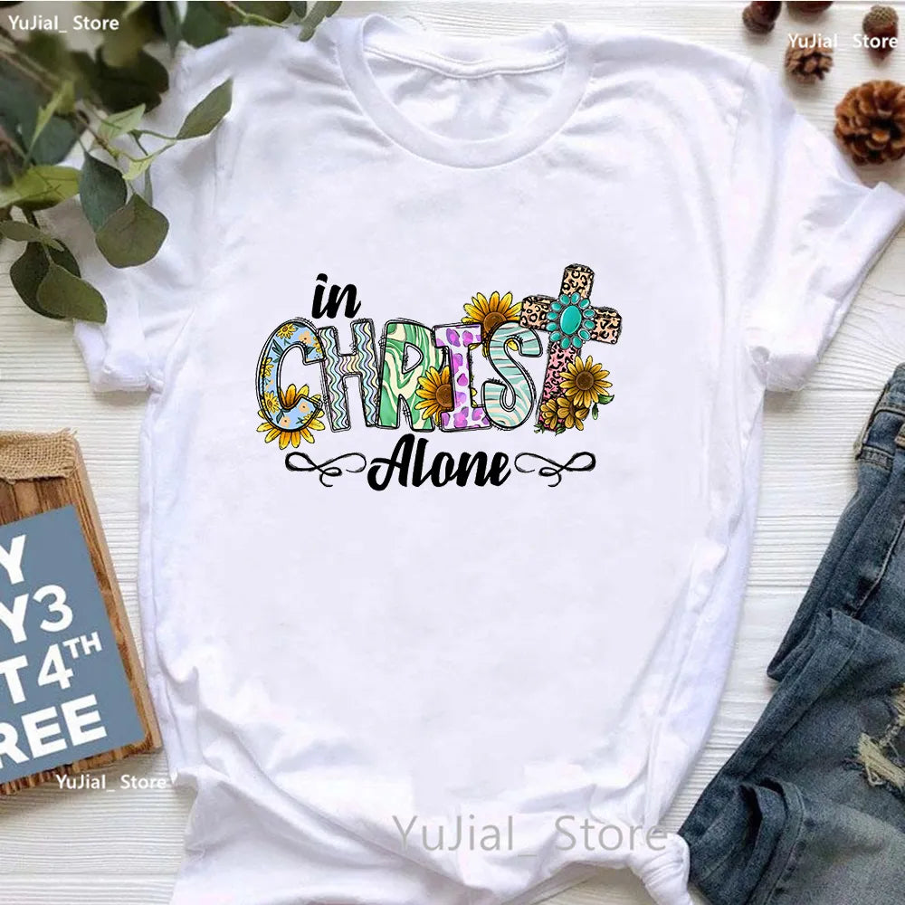 All My Hope Is In Jesus Graphic Print T-Shirt Women-FrenzyAfricanFashion.com