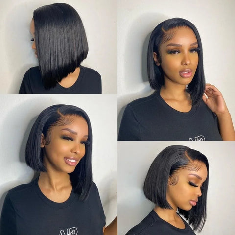 Image of Straight Bob Wig Lace Closure Human Hair-FrenzyAfricanFashion.com