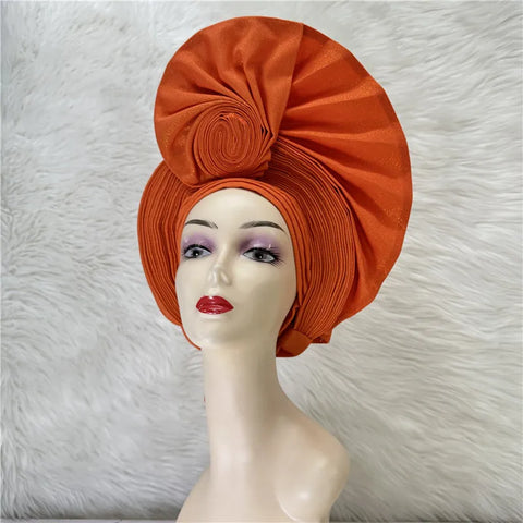 Image of Nigerian gel headgear, with stone bead, already made auto, turban, afro aso ebi gel aso oke, wide brim headgear 7L031502-FrenzyAfricanFashion.com