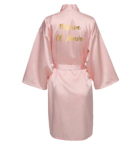 Image of Satin Silk Bride Robe Wedding Robe Bride Bridesmaid Dressing Gown Bridesmaid White Robes Satin Gold Font Gown-FrenzyAfricanFashion.com