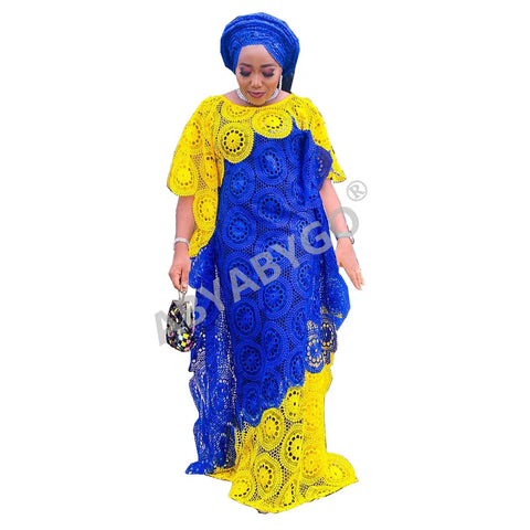 Image of Party DressesWomen Sleeveless Free Size Lace Embroidery Long Maxi Dress African Clothes-FrenzyAfricanFashion.com