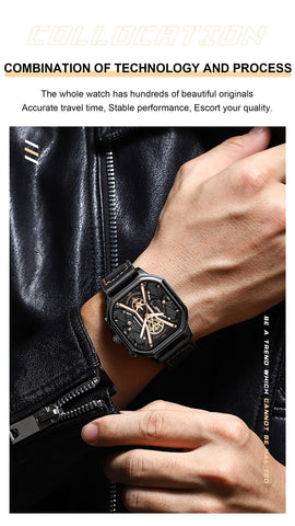 Image of BeniSap Fashion Men Wristwatches Luxury Chronograph Luminous Waterproof Date Man Watch Square-FrenzyAfricanFashion.com