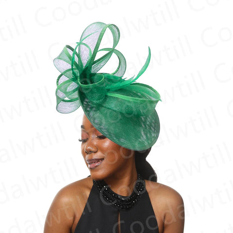 Image of Wedding Church Fascinator Hat Headpiece Women Formal Event Tea Millinery Cap Feather Kentucky Derby Race Millinery-FrenzyAfricanFashion.com