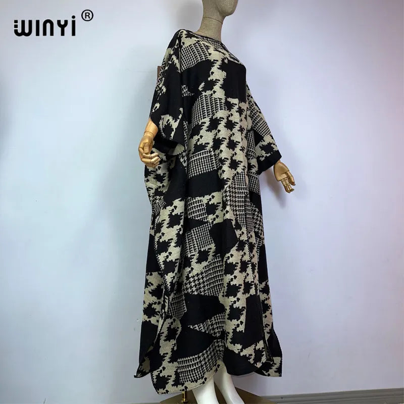 Retro Print fashion kaftan Holiday dress Women Boho Party long dress-FrenzyAfricanFashion.com