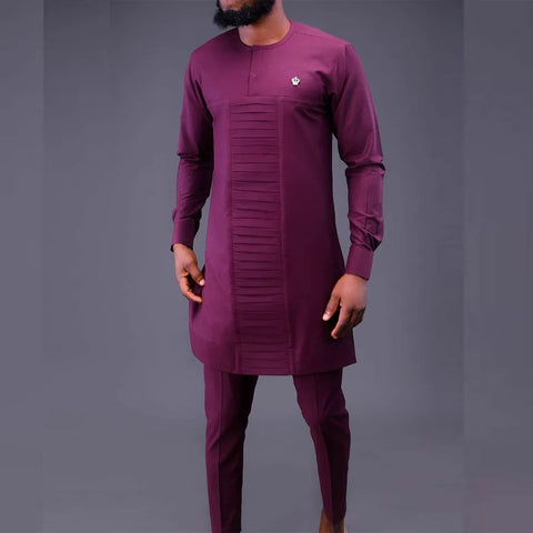 Image of Men's Wedding Suit Two-Piece Trousers T-Shirt Suit Men's Elegant Suit Patchwork Crew Neck Classic Men's Social Suit Dress-FrenzyAfricanFashion.com