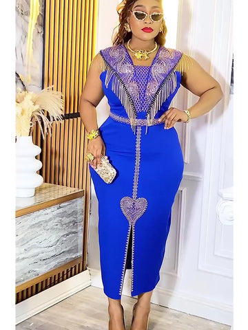 Image of Plus Size African Wedding Party Dresses for Women 2024 New Dashiki Ankara Evening Gown Elegant Turkey Outfit Robe Africa Clothes-FrenzyAfricanFashion.com