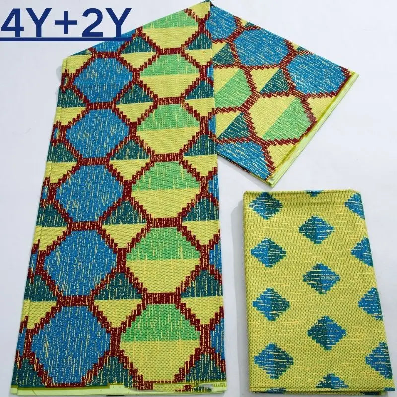 Green Kente Fabric Real Ankara Wax Lace Cotton 6 Yards for Women Party Dress-FrenzyAfricanFashion.com