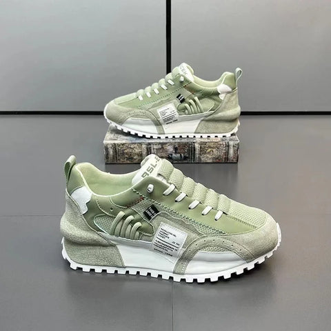 Image of Chunky Sneakers Men Running Shoes Casual Breathable Leather Mesh-FrenzyAfricanFashion.com