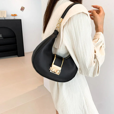 Image of PU Solid Color Single Shoulder Women's Bag Versatile Underarm Bag-FrenzyAfricanFashion.com