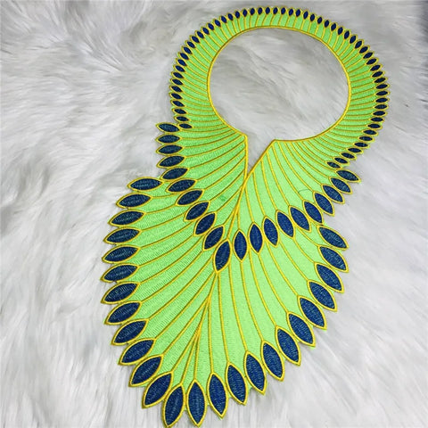 Image of African Embroidery Lace Fabric Collar Neckline Applique-FrenzyAfricanFashion.com