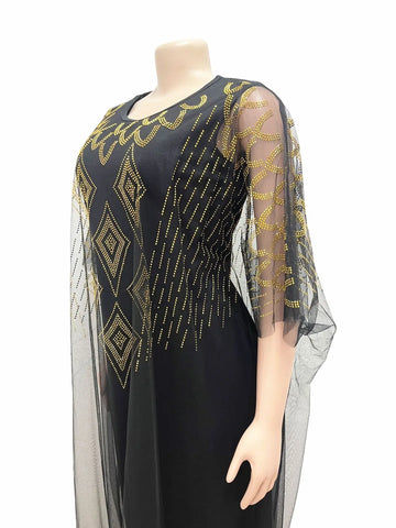 Image of Two-Piece Dresses Women Mesh Caftan Abaya Robe Clothes-FrenzyAfricanFashion.com