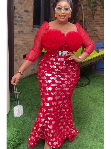 Image of Plus Size African Party Dresses for Women Dashiki Ankara Sequin Wedding Evening Gown Sexy Bodycon Maxi Long Dress Africa Clothes-FrenzyAfricanFashion.com