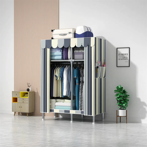 Image of Wardrobe Wardrobe with 23MM Steel Pipe Bedroom Foldable Cloth Wardrobe-FrenzyAfricanFashion.com