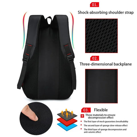 Image of Large-capacity Student School Bag Casual Solid Color Backpack Material Oxford Men New Backpack Multi-functional Simple Bag-FrenzyAfricanFashion.com