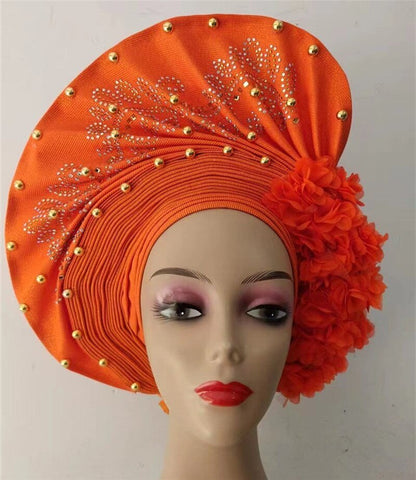 Image of sego gele headtie turbans for women hats for women auto gele headtie already made 2022 aso oke fashion bonnets head wraps-FrenzyAfricanFashion.com