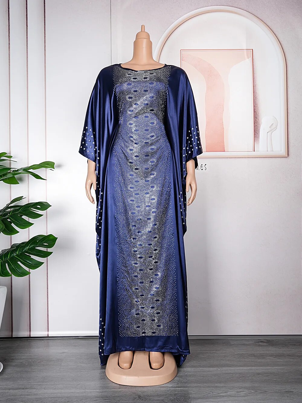 African Dresses Satin Women Kaftan Maxi Abaya-FrenzyAfricanFashion.com