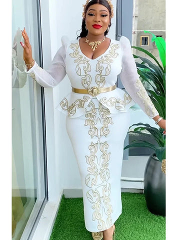 Image of Elegant African Dresses for Women 2024 New Africa Clothing Plus Size Turkey Wedding Party Long Dress Dashiki Ankara Outfits Robe-FrenzyAfricanFashion.com