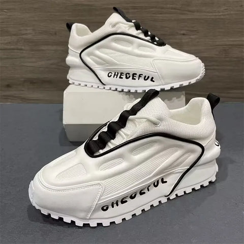 Image of Chunky Sneakers Men Running Shoes Casual Breathable Leather Mesh-FrenzyAfricanFashion.com