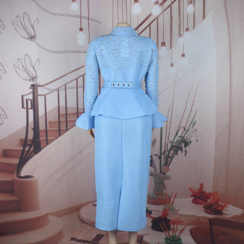 Image of luxury women's elegant dress suit Mesh fabric turkey dresses for women luxury rhinestone african dress-FrenzyAfricanFashion.com