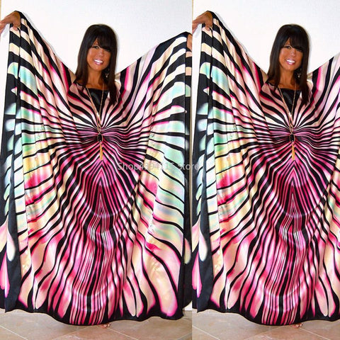 Image of Luxury Dubai Kaftan Abaya Muslim Maxi Dress zebra Stripe print-FrenzyAfricanFashion.com