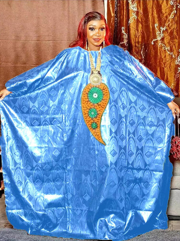 Image of Free Size Original Bazin Riche Long Dresses For Nigeria African Women Traditional Wedding Top Quality Bazin Riche Dashiki Robe-FrenzyAfricanFashion.com