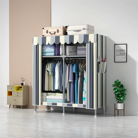 Image of Wardrobe Wardrobe with 23MM Steel Pipe Bedroom Foldable Cloth Wardrobe-FrenzyAfricanFashion.com