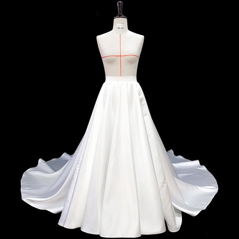 Image of Satin Detachable Skirt Wedding Removable Train Dresses Bow Bridal Overskirt-FrenzyAfricanFashion.com