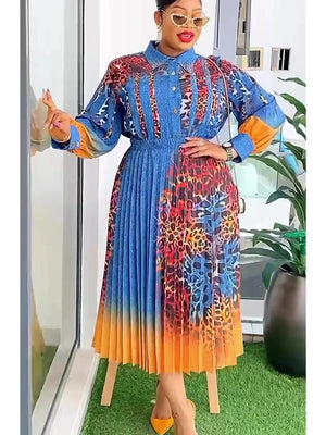 Elegant African Dresses for Women 2024 New Summer Fashion 2 PCS Sets Tops And Skirts Suits Muslim Kaftan Chiffon Maxi Dress-FrenzyAfricanFashion.com