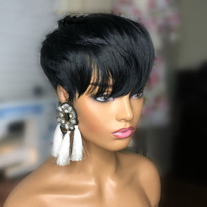 Straight Bob Pixie Cut Wig Remy 4x4 Lace Closure Wig Pre Plucked 13x4x1 Lace Front Wig Brown Ombre Human Hair Wigs for Women-FrenzyAfricanFashion.com