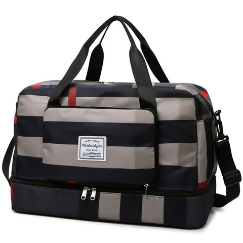 Image of Foldable Travel Duffel Bag Sports Tote Shoulder Weekender Overnight Bags Large Capacity Dry and Wet Separation for Women-FrenzyAfricanFashion.com