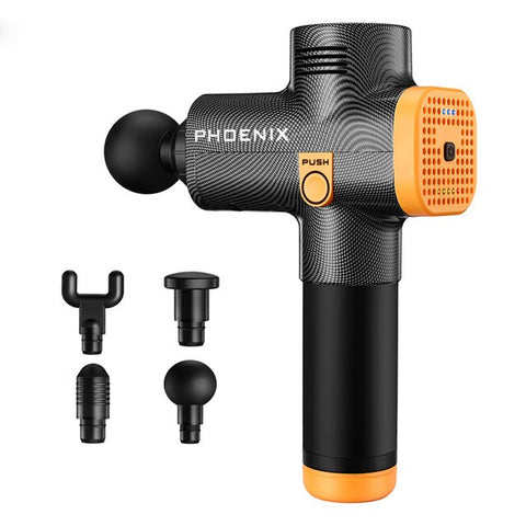 Image of Percussion Massage Gun Phoenix a2 Silver Body Massager Electric 6 Heads Pistol Massager Phoenix MG49127-FrenzyAfricanFashion.com