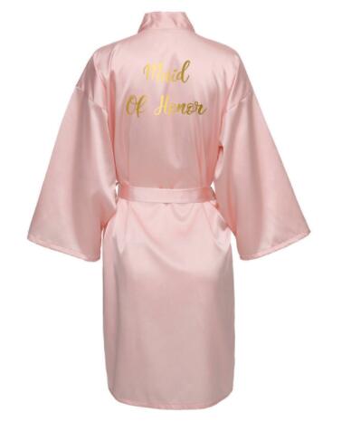 Image of Satin Silk Bride Robe Wedding Robe Bride Bridesmaid Dressing Gown Bridesmaid White Robes Satin Gold Font Gown-FrenzyAfricanFashion.com