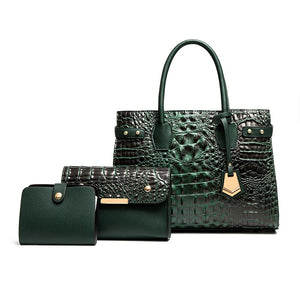 Luxury Croco Pattern Purses and Handbags Set Women Shoulder Designer Brand Leather Crossbody Bag Large Ladies Hand Bags-FrenzyAfricanFashion.com