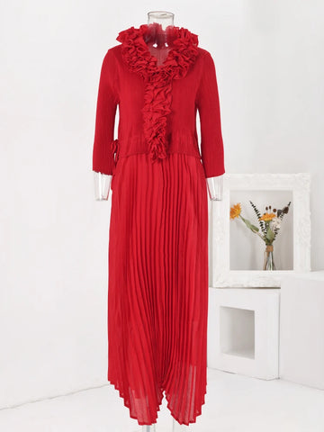 Image of Elegant Party Pleated Irregular Long Dress For Women-FrenzyAfricanFashion.com