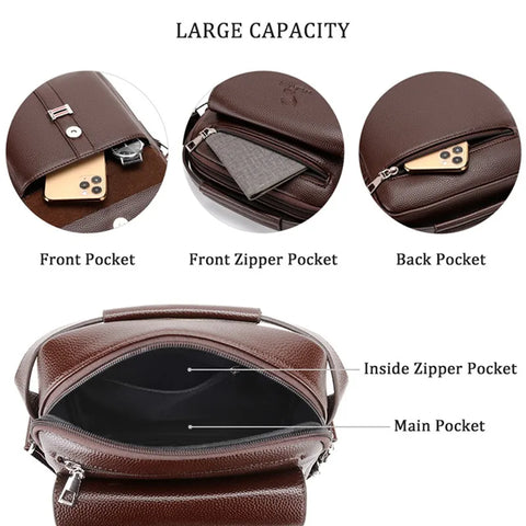 Image of Men's Genuine Leather Crossbody Shoulder Bags High quality Tote Fashion Business Man Messenger Bag Leather Bags fanny pack-FrenzyAfricanFashion.com