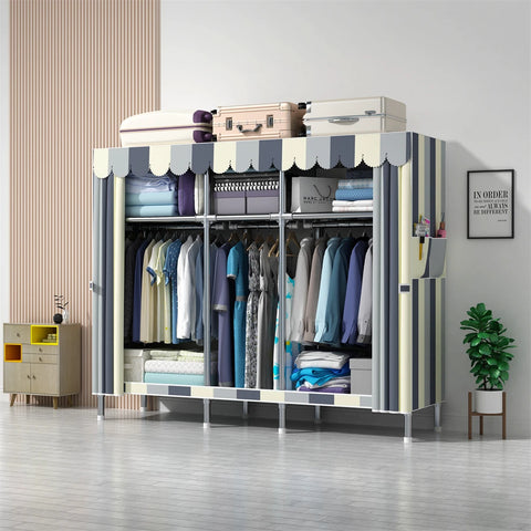 Image of Wardrobe Wardrobe with 23MM Steel Pipe Bedroom Foldable Cloth Wardrobe-FrenzyAfricanFashion.com