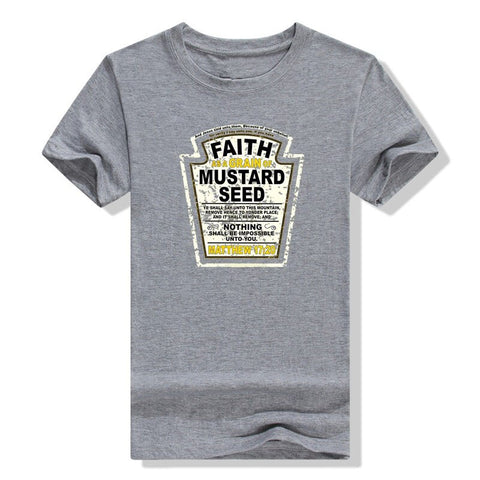 Image of Faith As A Grain of Mustard Seed Women&#39;s and Men&#39;s Christian Parody T-Shirt Tops Funny Aesthetic Clothes Short Sleeve Blouses-FrenzyAfricanFashion.com