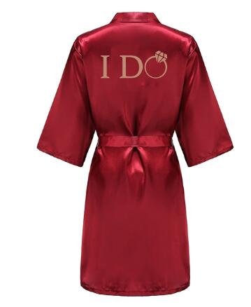 Image of I DO Women Wedding Satin Dressing Gown Personalized Custom Name Bathobe Bridal Party Robes Bridesmaid Robes gift-FrenzyAfricanFashion.com