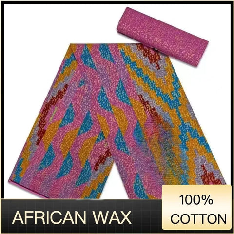 Image of Ankara African Fabric kente gold Real Wax Dress Craft DIY Cotton 4+2yards-FrenzyAfricanFashion.com