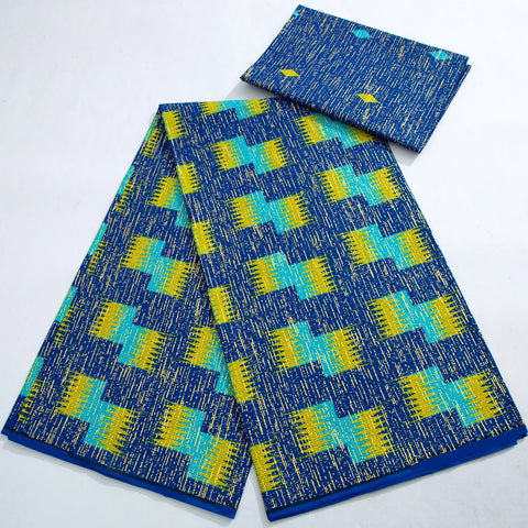 Image of Kente Wax Print Fabric African Real Wax Fabric 100% Cotton Gold Print High Quality Dress-FrenzyAfricanFashion.com