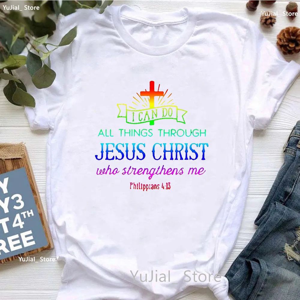 All My Hope Is In Jesus Graphic Print T-Shirt Women-FrenzyAfricanFashion.com