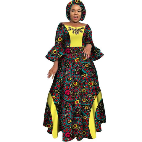 Image of Long Sleeve Dresses Women Party Wedding Dashiki African Women Dresses-FrenzyAfricanFashion.com