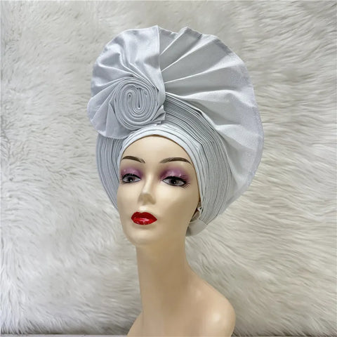 Image of Nigerian gel headgear, with stone bead, already made auto, turban, afro aso ebi gel aso oke, wide brim headgear 7L031502-FrenzyAfricanFashion.com